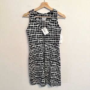 NWT JUDE CONNALLY Classic Black White Geometric Sleeveless Dress Preppy XS